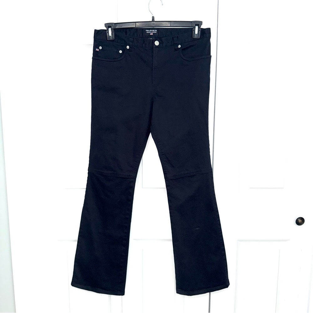 Vintage Polo Jeans Co Ralph Lauren Black Bootcut back slit Moto knee Y2k 90’s 12